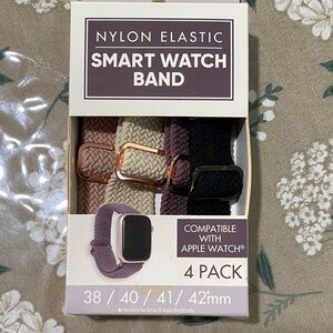 Nylon Elastic Smartwatch Band Set - Black, Brown, Tan, Cream